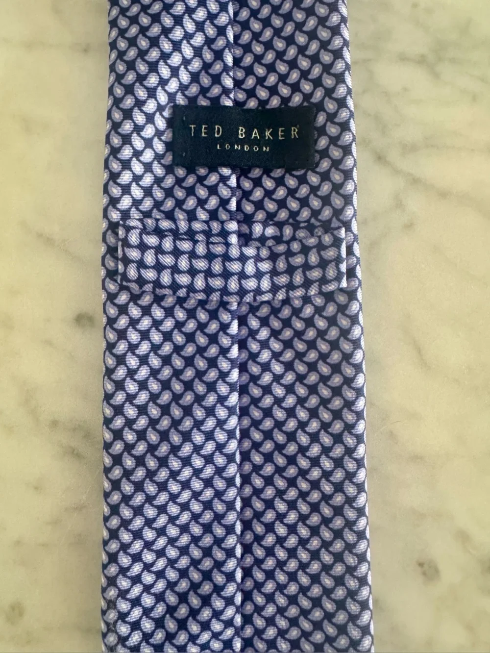 Ted Baker London 100% Silk Navy Lavender Micro Paisley Tie